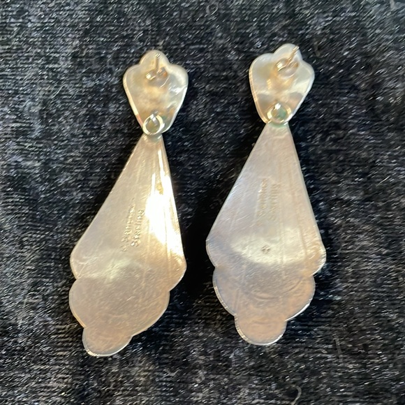 Vintage sterling silver inlay dangle earrings. Signed by artist. - Picture 3 of 5
